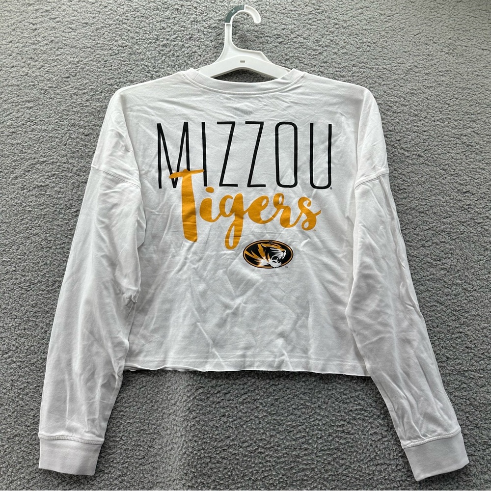 Rivalry Threads Mizzou Tigers White Cropped Long Sleeve Tee Shirt - Picture 7 of 8